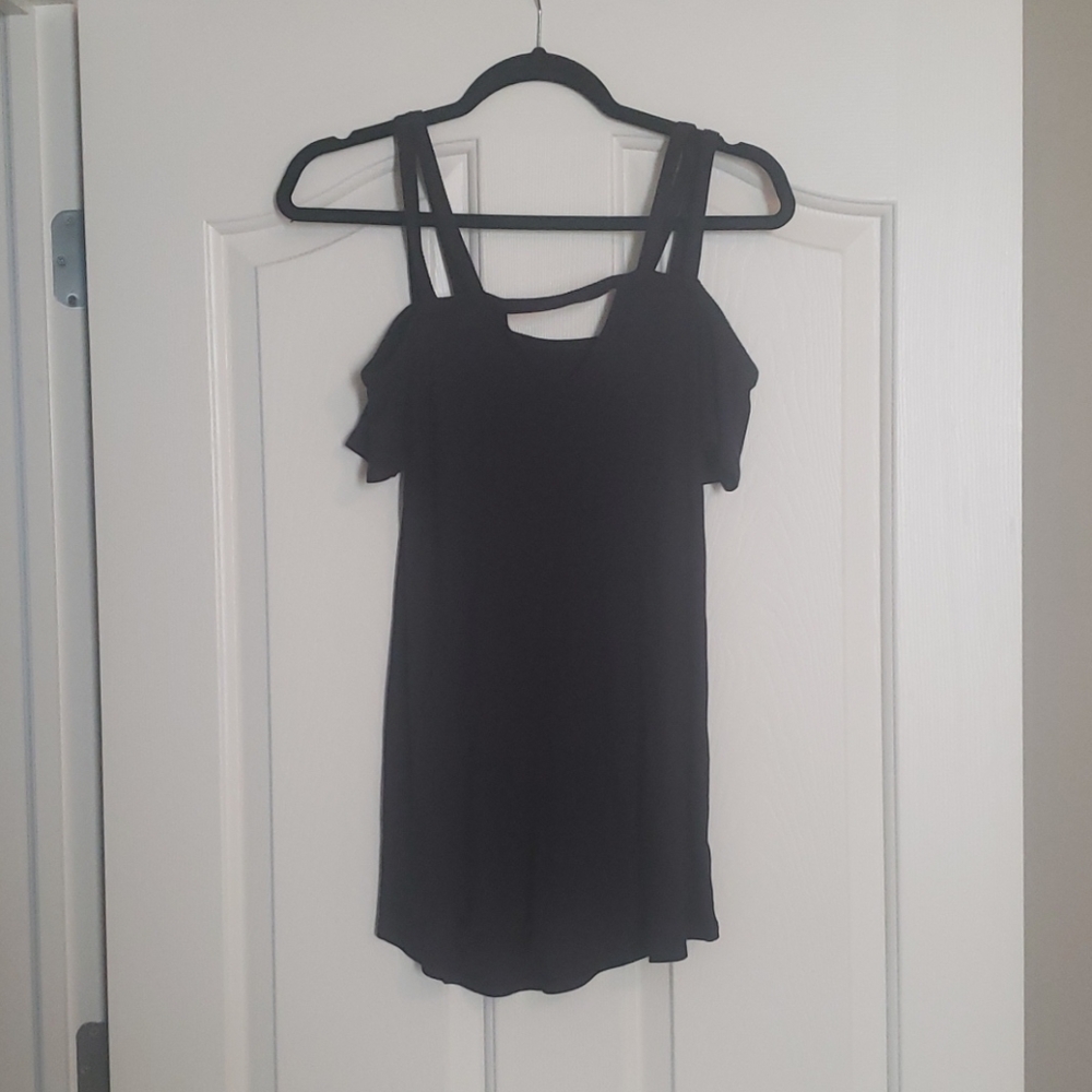 Off the shoulder strappy black top